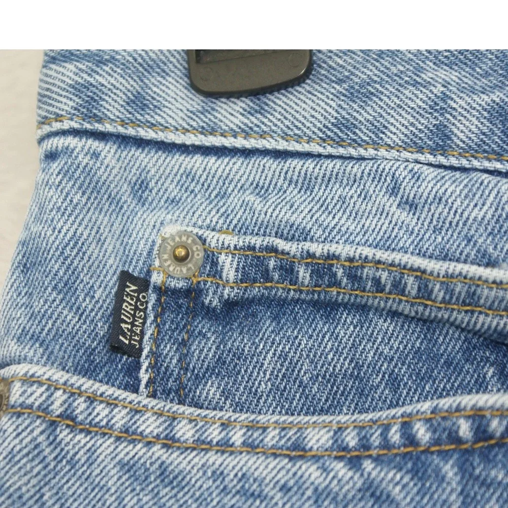 VTG Lauren Jeans Co Green Label High Rise Tapered Mom Jeans Light Wash Size 16